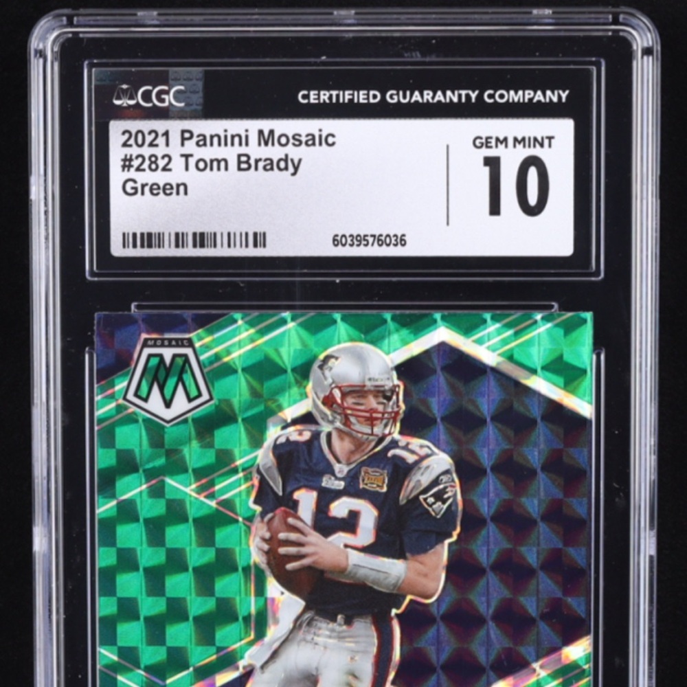 Tom Brady 2021 Panini Mosaic Mosaic Green #282 MVP (CGC 10)